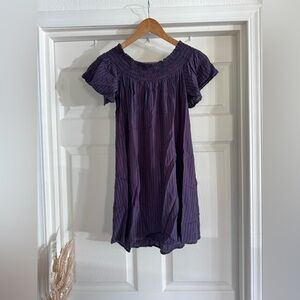 Cooperative Mini Dress, Size Medium, Burgundy & Navy Stripe